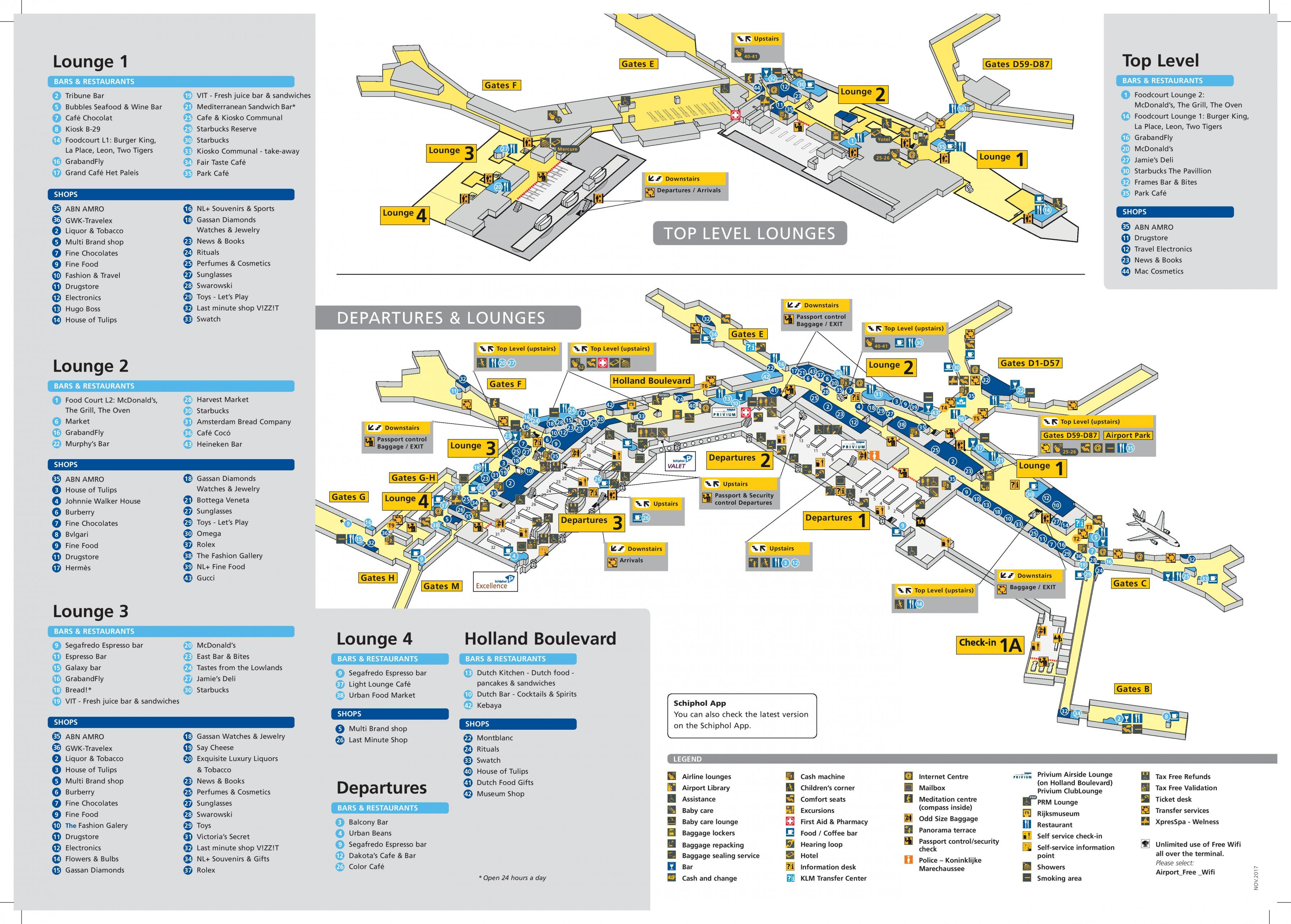 スキポール空港店地図 アムステルダム空港ショッピング地図 オランダ