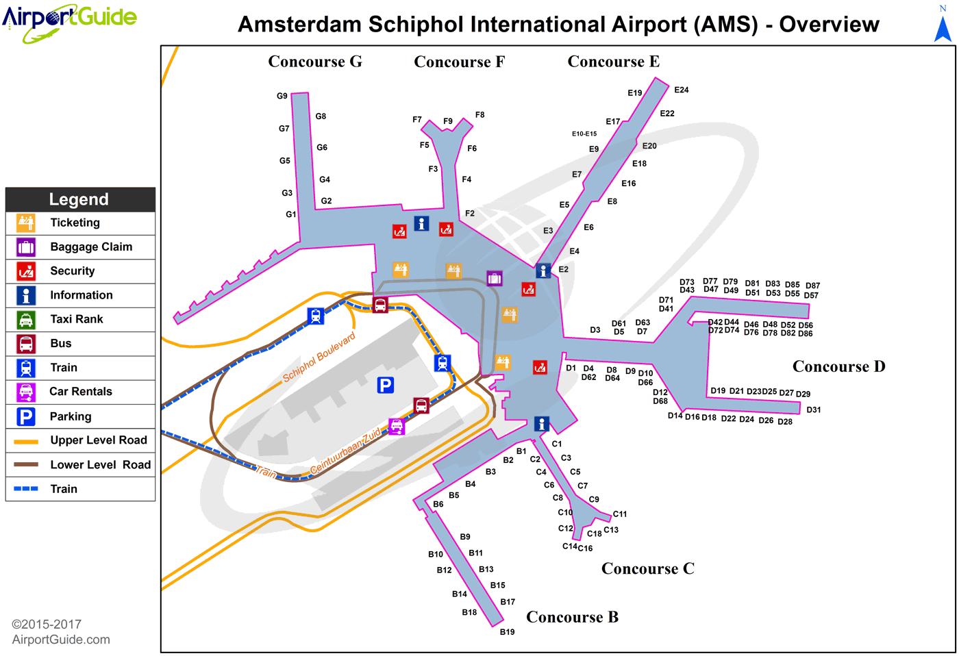 スキポール鉄道駅地図 スキポール鉄道駅構内図 オランダ