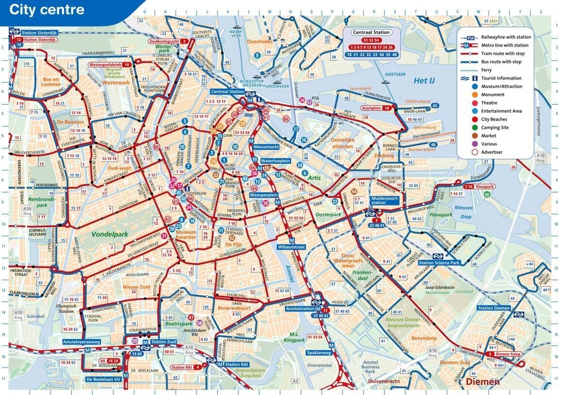 アムステルダム市交通地図
