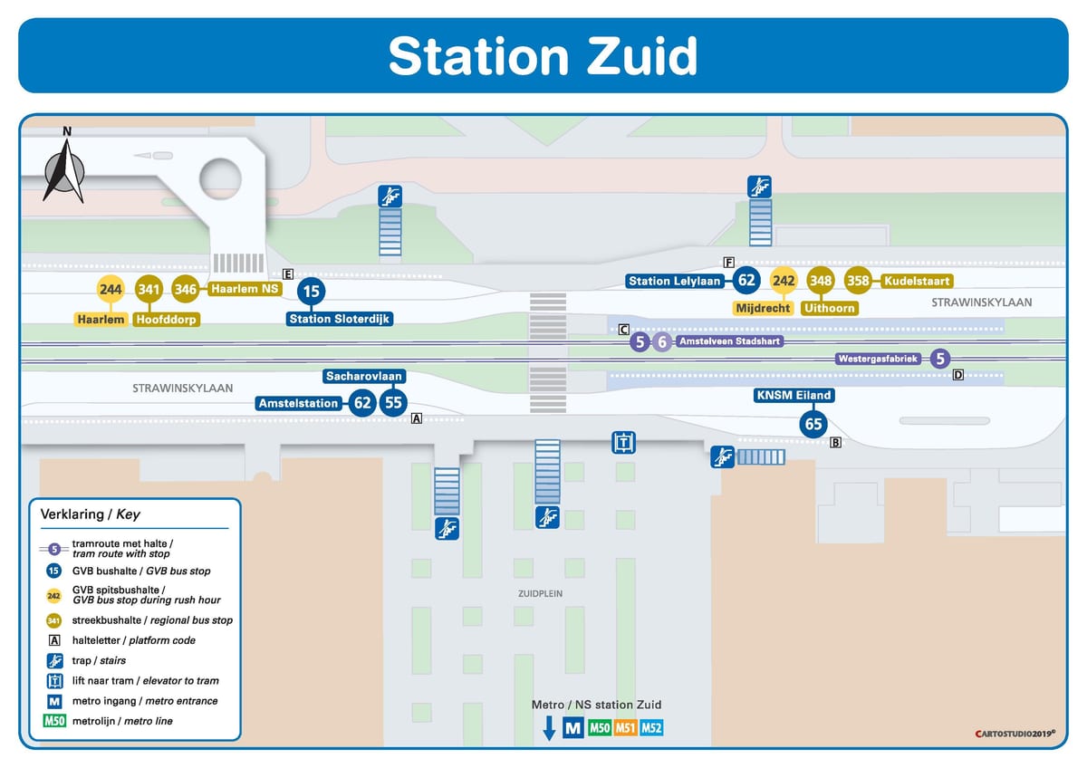 地図アムステルダムの駅南