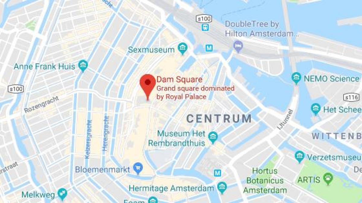 地図アムステルダムのダム広場