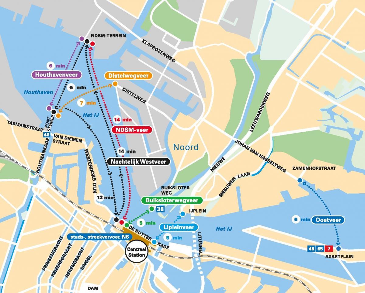 地図アムステルダムのフェリー