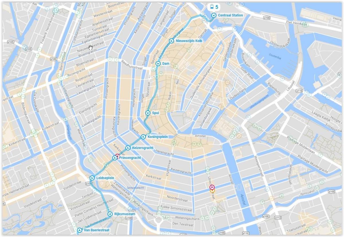 路面電車で5アムステルダムの路線図