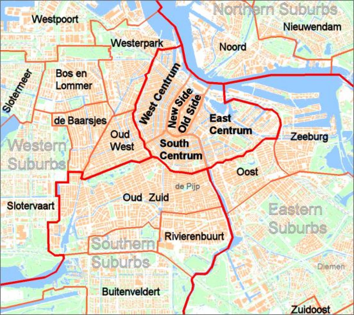 地図のアムステルダム郊外