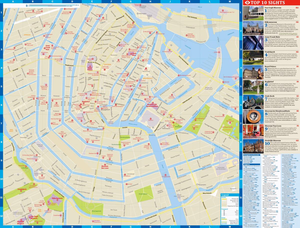 アムステルダム市の観光名所の地図