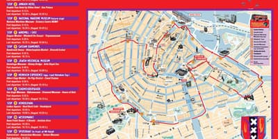 アムステルダムのホテルツアーの地図