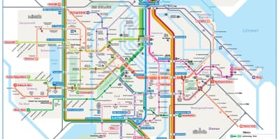 アムステルダムの電車システムの地図