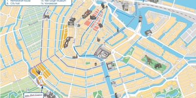 地図アムステルダムの運河船をルート