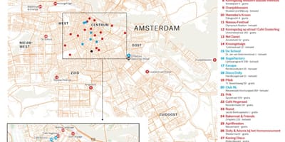 地図のアムステルダムナイトライフ