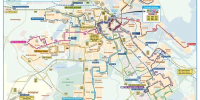 夜行バスアムステルダムの地図